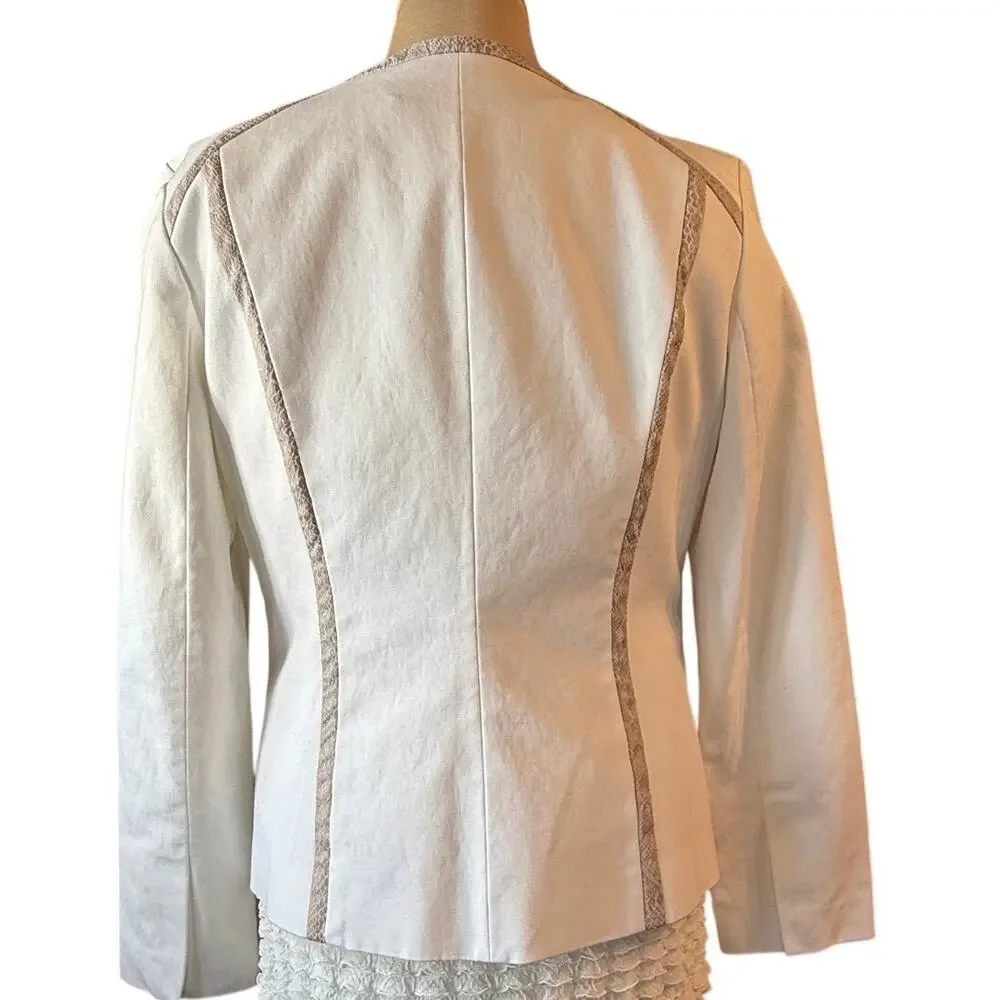 Calvin Klein White Zip-Front Blazer Jacket sz 12 – Tailored, Chic & Versatile - Picture 2 of 6